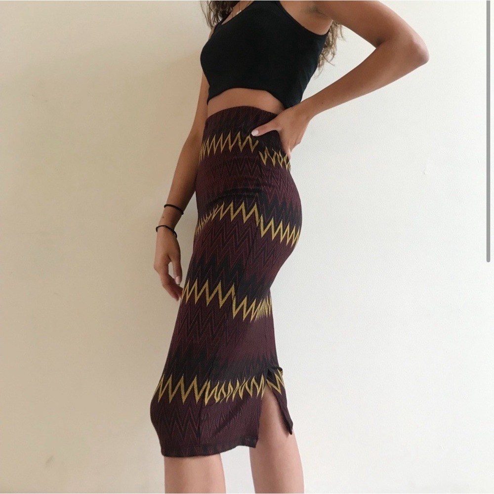 NEW Zara Knit skirt ZigZag Chevron Textured Bodycon Cigarette Pencil Skirt SMALL